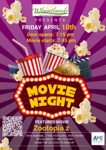flyer for April 10th Family Movie Night