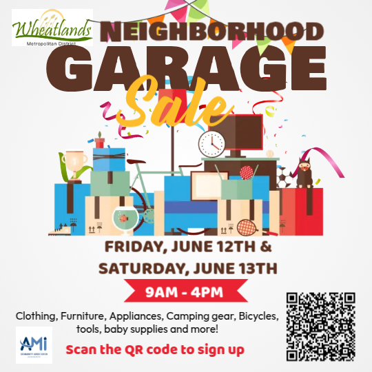 Flyer for neighborhood garage sale June 12-13th
