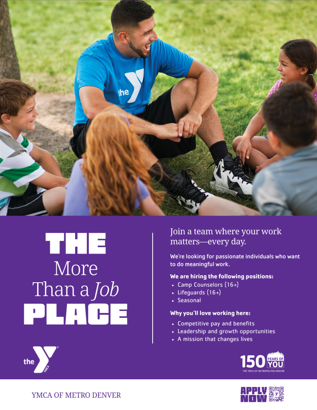 Purple flyer with job opportunities at the YMCA.