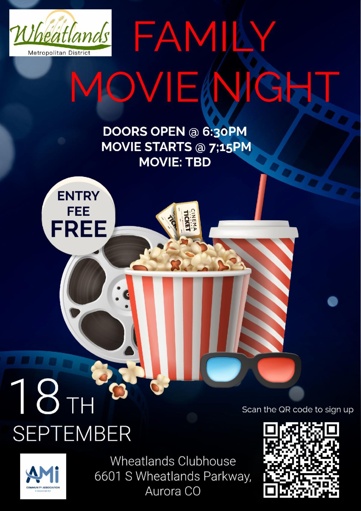 flyer for movie night Sept 18th.