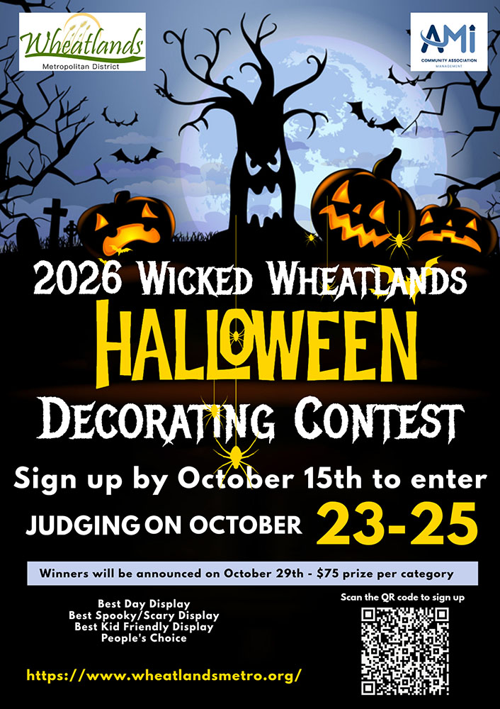Spooky poster for the Halloween decoration contest and QR code.