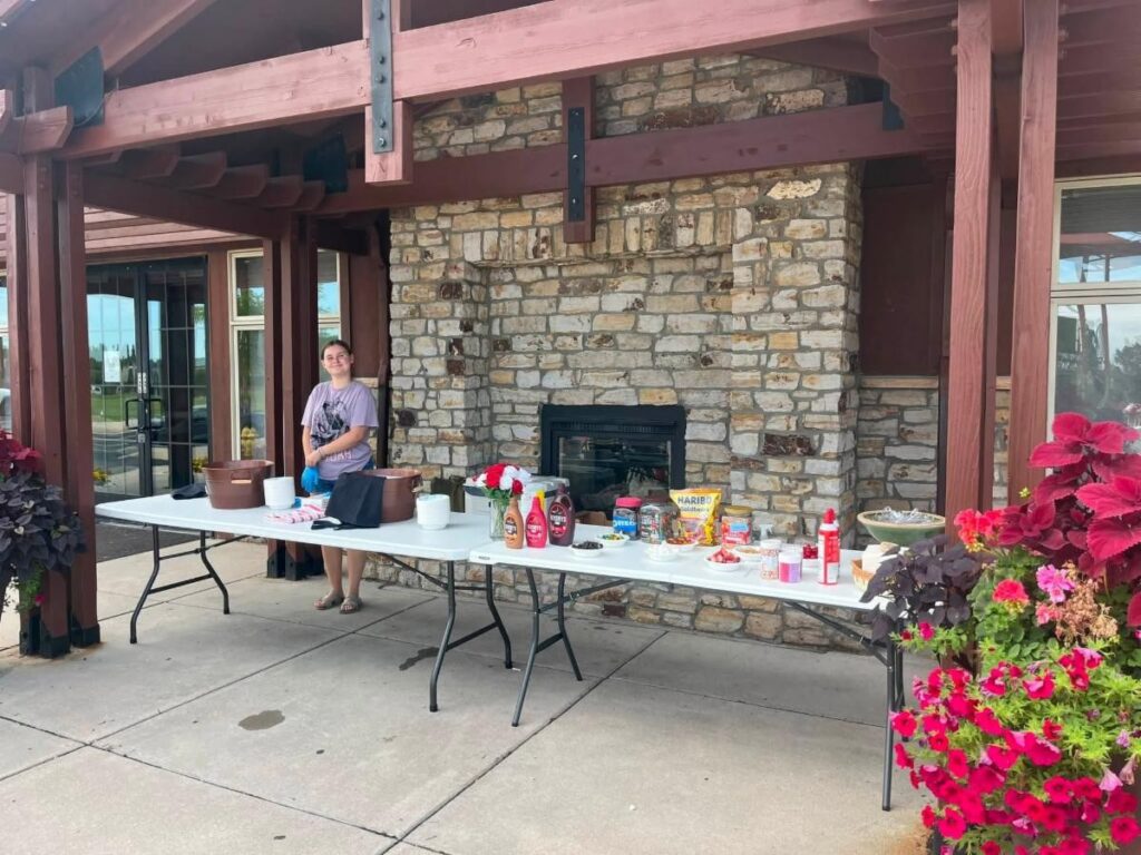 ice cream table set up